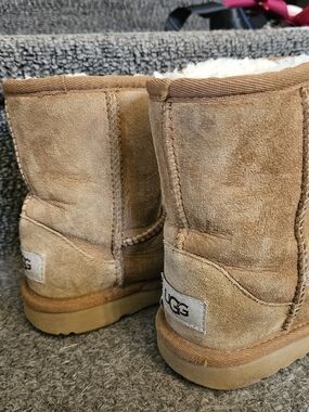 C10 UGG Kids Short Suede Boot in Chestnut Tan